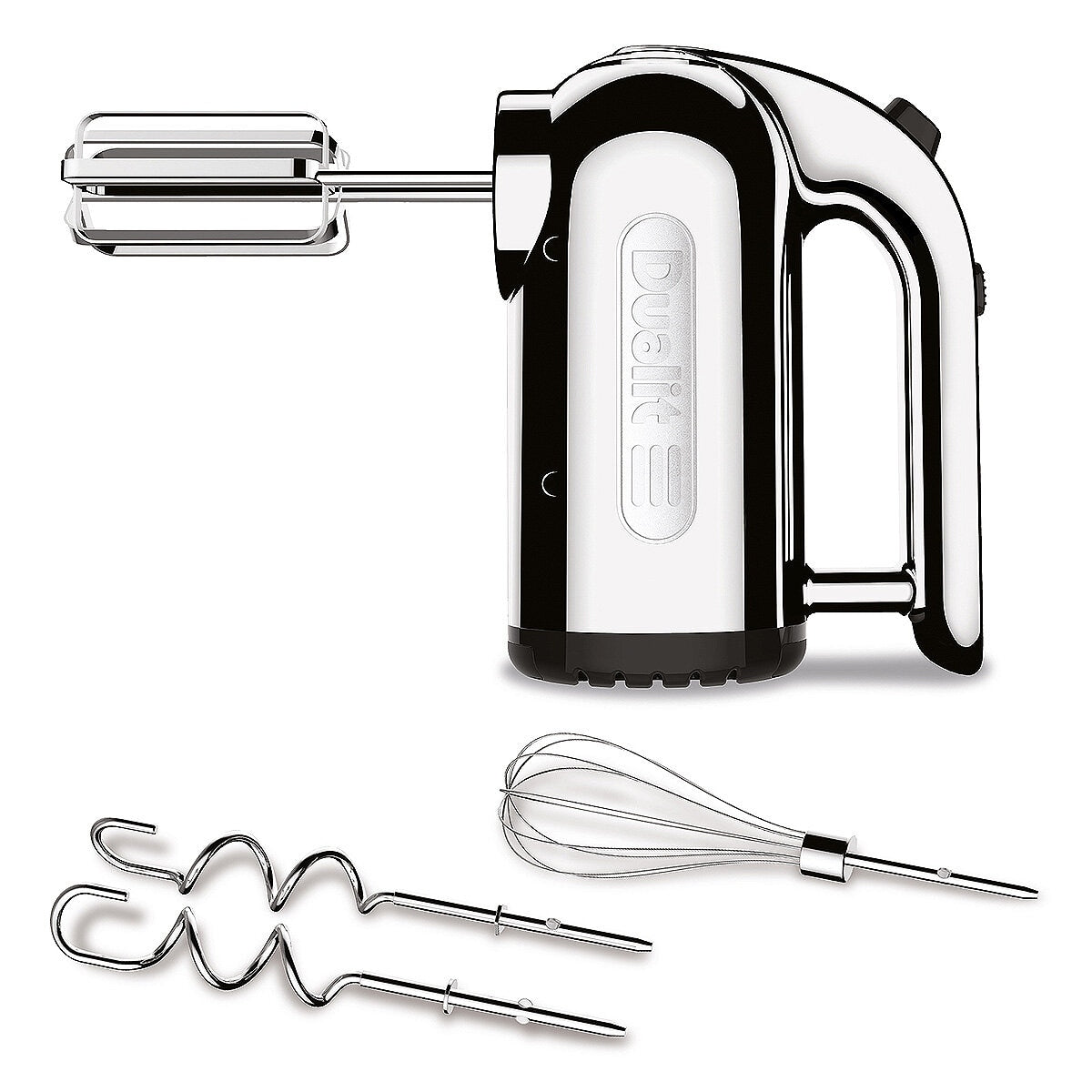 Dualit Hand Mixer 400W DU89360 Powerful 4-Speed Kitchen Tool with Flat Beaters, Dough Hooks, and Balloon Whisk