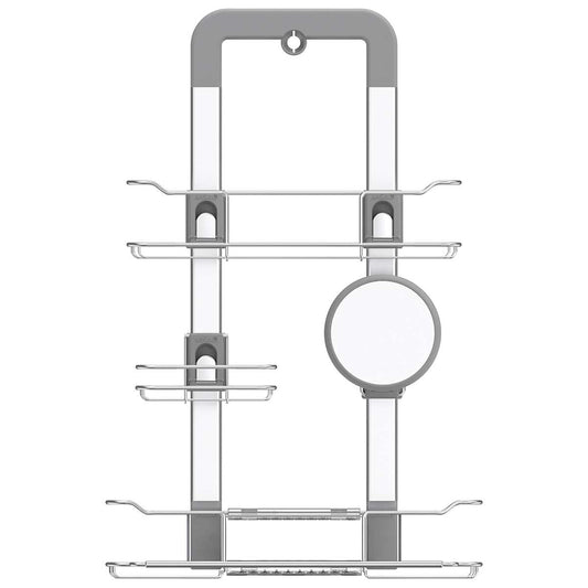 Artika Trent Hanging Shower Caddy Light Grey, 135x730x462mm, Adjustable Baskets, Mirror - Auzzistore