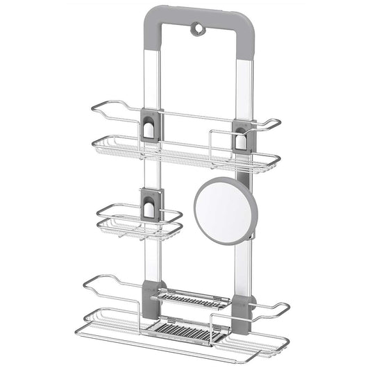 Artika Trent Hanging Shower Caddy Light Grey, 135x730x462mm, Adjustable Baskets, Mirror – view 2 - Auzzistore