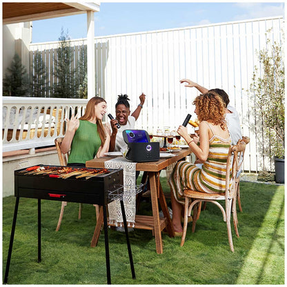 Ikarao Shell S2 Portable 140W Karaoke Speakers, 8" Touchscreen, 2 Mics, Bluetooth 5.3