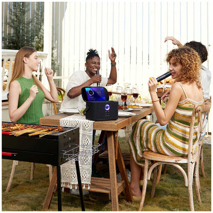 Ikarao Shell S2 Portable 140W Karaoke Speakers, 8" Touchscreen, 2 Mics, Bluetooth 5.3