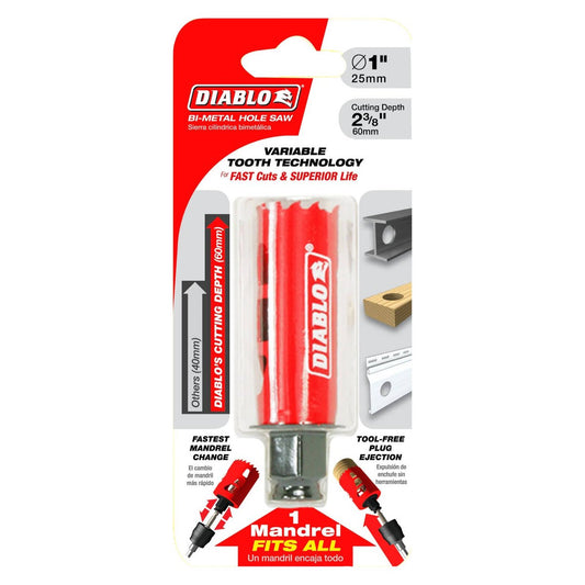Diablo 25mm Bi Metal Hole Saw - Tool-Free Plug Ejection - Quick Cuts - Auzzistore