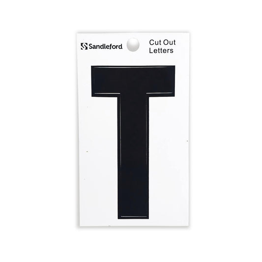 Sandleford 85mm Black Cut Out Self Adhesive House Letter T - Auzzistore