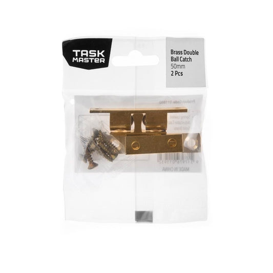 Taskmaster Double Ball Catch - 50mm - Solid Brass - 2 Pack - Auzzistore