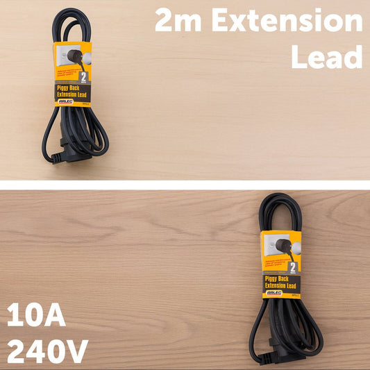 Arlec 2m Black Piggyback Extension Lead - PVC - Indoor Outdoor Use – view 2 - Auzzistore