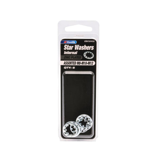 Zenith Star Washer 6 Pack M8-M12 Zinc Plated Internal Locking - Auzzistore