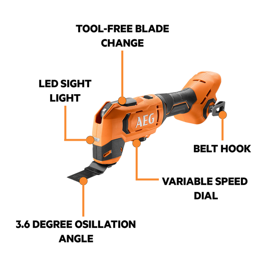 AEG 18V Multi-Tool - 355mm - Tool-Free Blade Change - Variable Speed – view 2 - Auzzistore