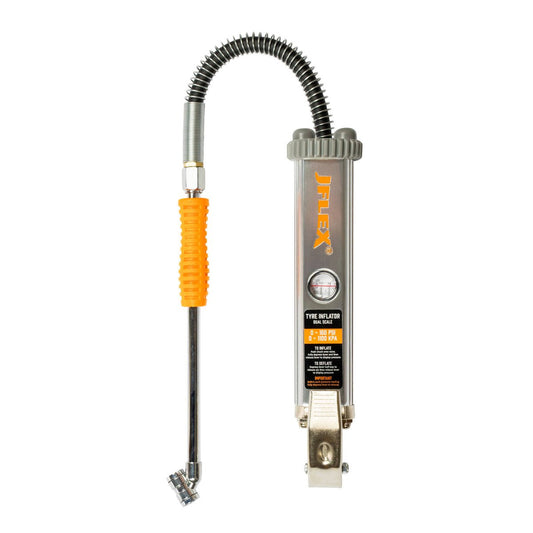 Jflex Tyre Inflator Dual Scale - Aluminium - 420mm Hose - 160 PSI Accuracy - Auzzistore