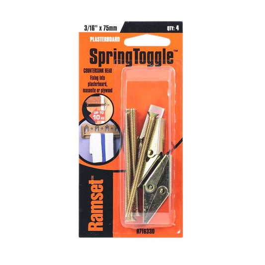 Ramset Spring Toggle - 75mm - Gold Passivated - Flush Fixing - 4 Pack - Auzzistore