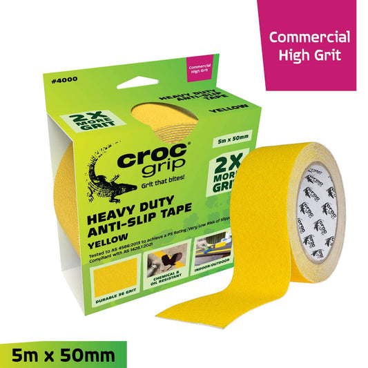 Croc Grip Anti Slip Tape 5m x 50mm Yellow - Heavy Duty - P5 Rated – view 2 - Auzzistore
