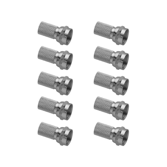 Antsig F59 Twist-On Plug RG6 Cable 10 Pack Nickel Plated Easy Install