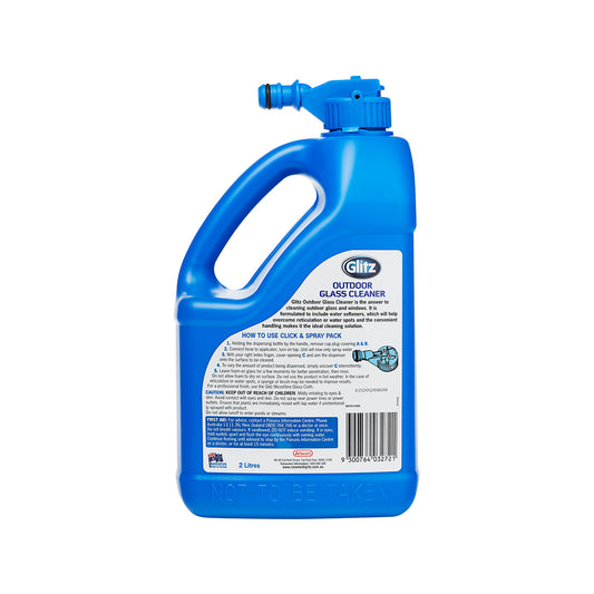 Glitz Outdoor Glass Cleaner 2L HDPE Plastic Removes Water Spots