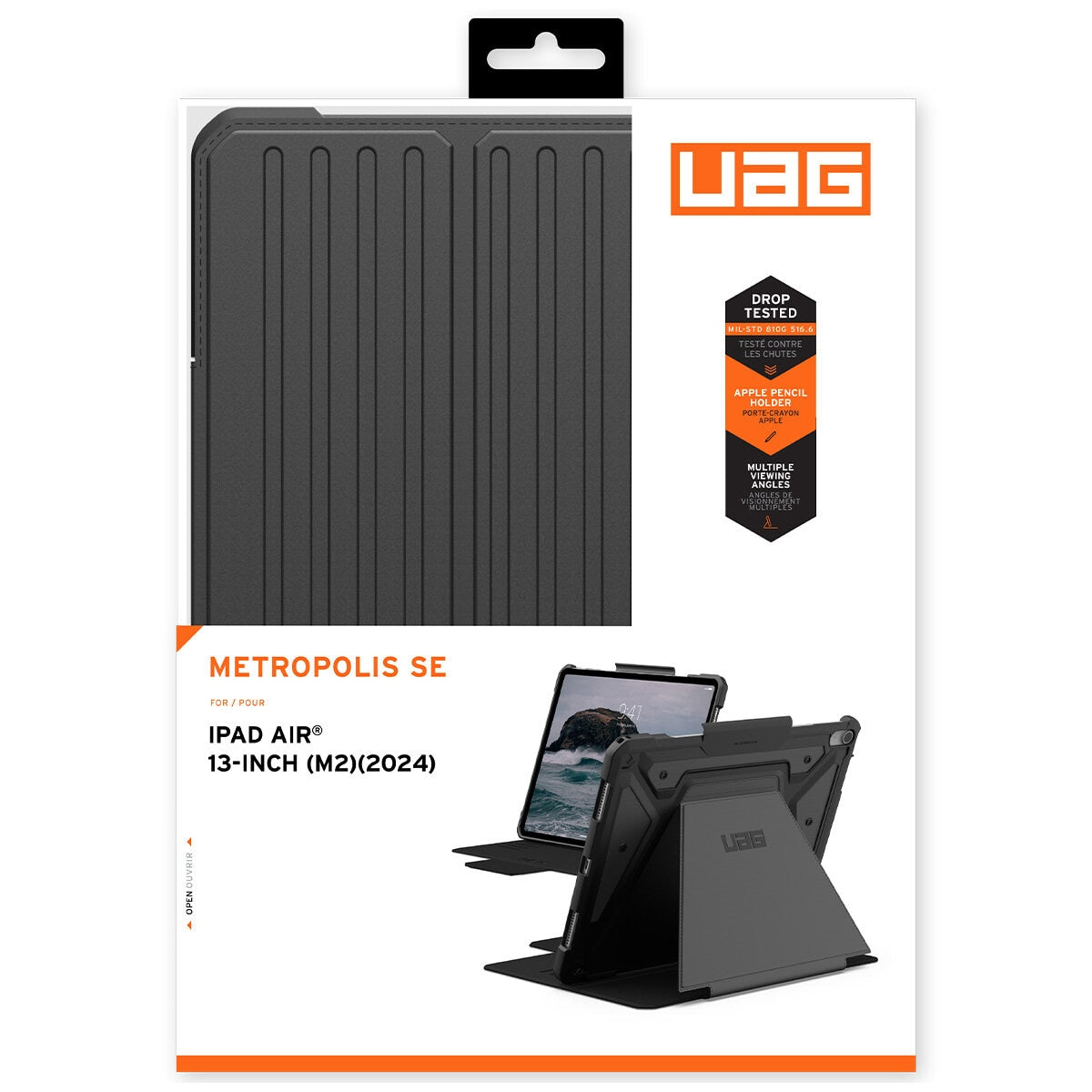 UAG Metropolis SE Apple iPad Air M2 1st Gen Folio Rugged Case Black 124472114040