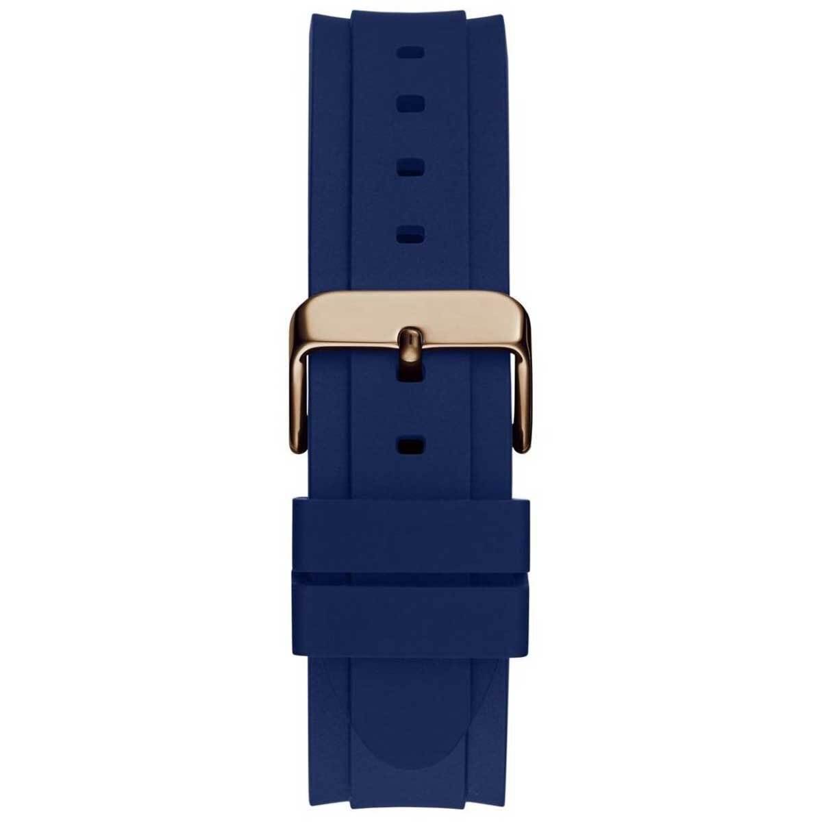 GUESS Men's Watch GW0708G3 Navy Blue Silicone Strap, Rose Gold Case, Blue Dial