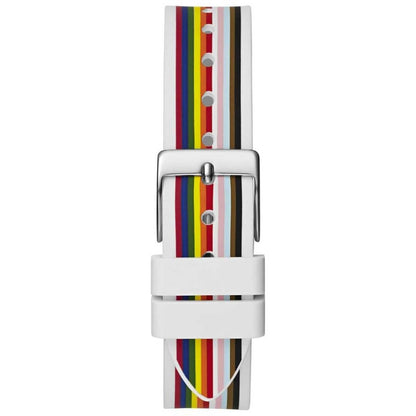 GUESS Women's Watch GW0679L1 White Rainbow Dial Nylon Case Silicone Strap