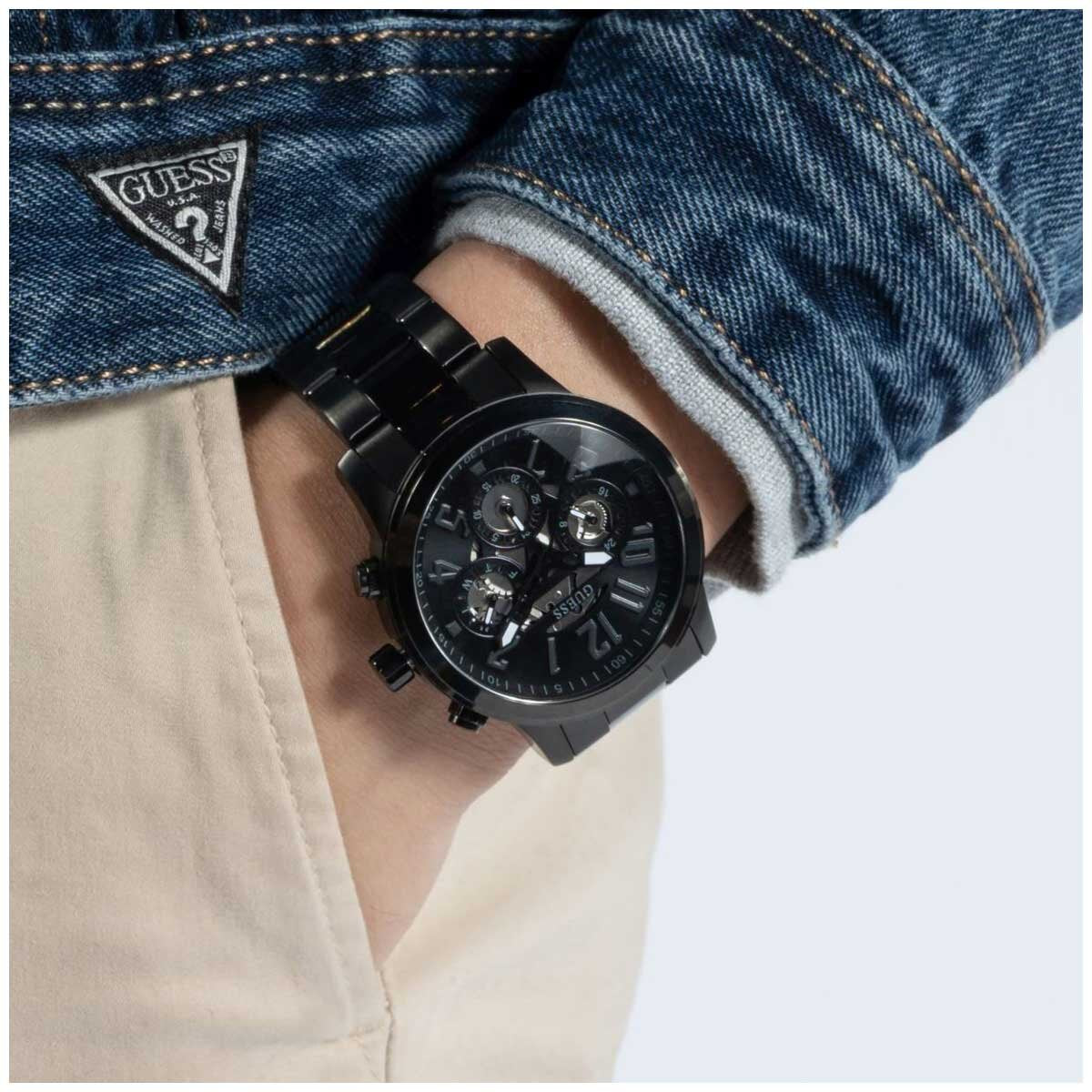 GUESS Men's Watch GW0627G3 Black Dial Multifunction Chronograph 44mm Black IP Stainless Steel Bracelet