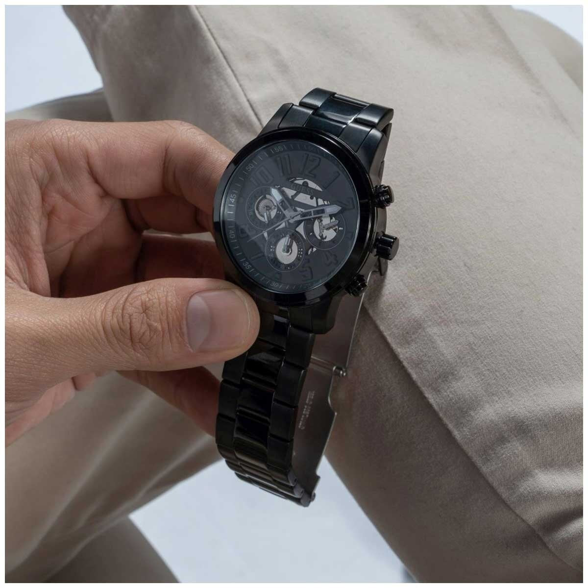 GUESS Men's Watch GW0627G3 Black Dial Multifunction Chronograph 44mm Black IP Stainless Steel Bracelet