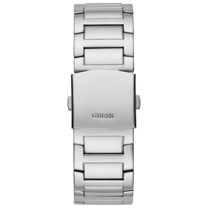 GUESS King Stainless Steel Multifunction Men's Watch GW0497G1 - 48mm Silver Tone, Crystals Bezel, Analogue Dial