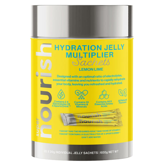 Nourish Hydration Multiplier Jelly Sachets 30 x 20g - Electrolytes, Vitamins, Amino Acids