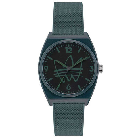 Adidas Originals Green Resin Strap Watch AOST22566 Black Dial Trefoil Logo Analog Streetwear - Auzzistore