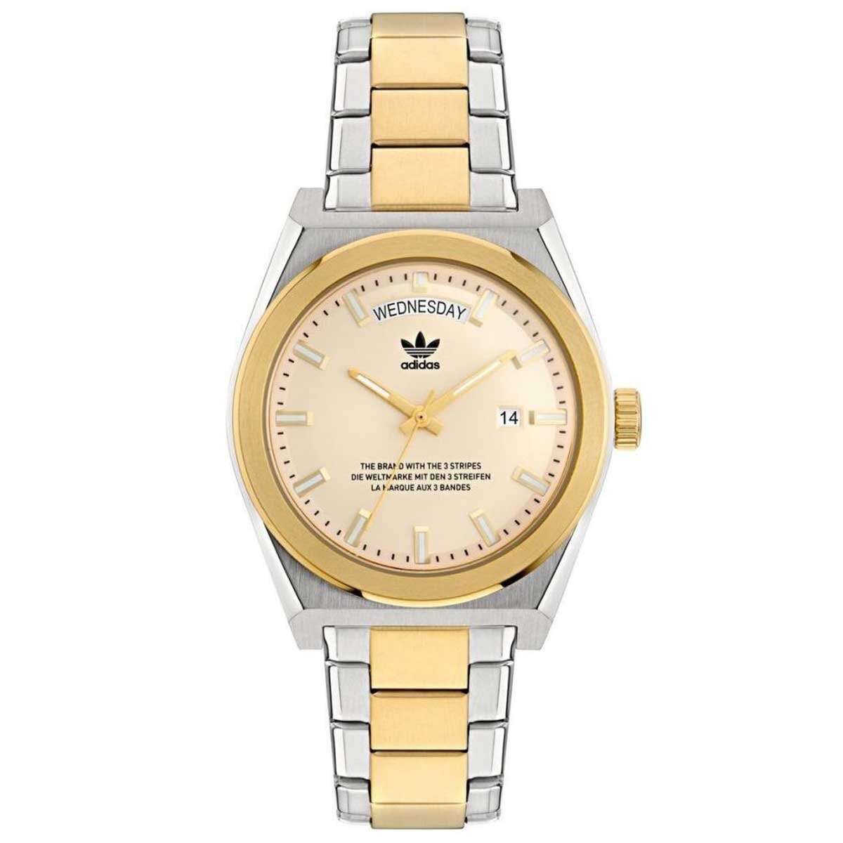 Adidas Originals Two Tone Stainless Steel Watch AOSY23542 with Day-Date Indicator