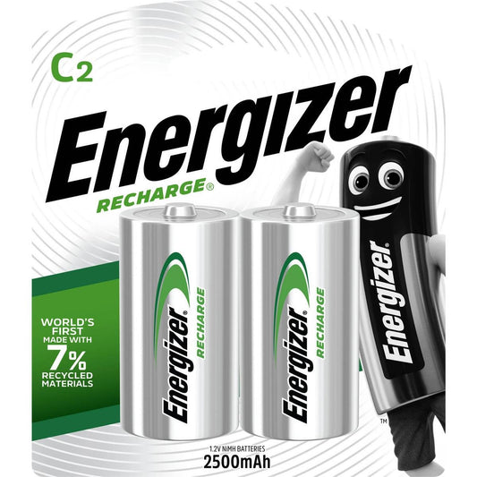 Energizer Recharge C Batteries 2 Pack - Reliable Power - 93.73mm x 107.95mm