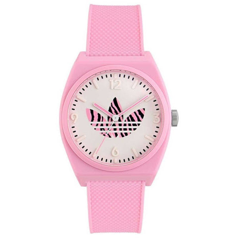 Adidas Originals Street Project Two Pink Resin Strap Watch AOST23553 - Animal Print Trefoil Logo, Streetwear Design - Auzzistore