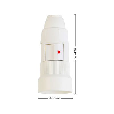 DETA Rocker Switch Lamp Holder - Slim Double Pole - White - Easy Install