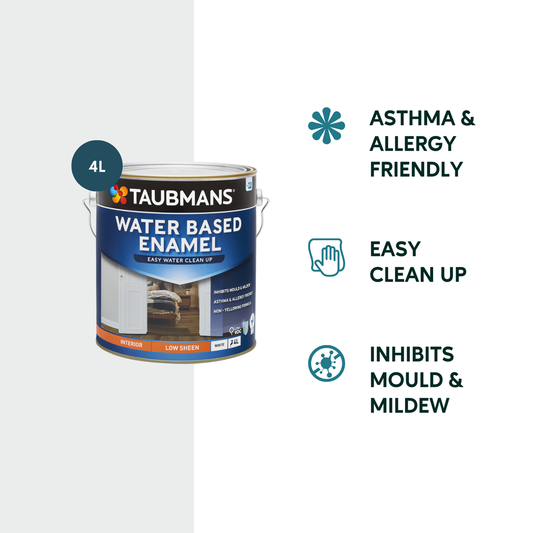 Taubmans 4L White Low Sheen Water Based Enamel Paint - 4L - Mould Resistant – view 2 - Auzzistore