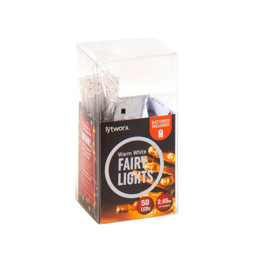 Lytworx Fairy Lights - 2.45m - Plastic - Warm White - 50 Pack - Auzzistore