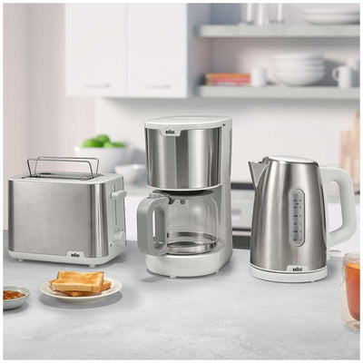 Braun PurShine Toaster HT1510WH | 8 Browning Settings, Defrost & Reheat, Bun Warmer