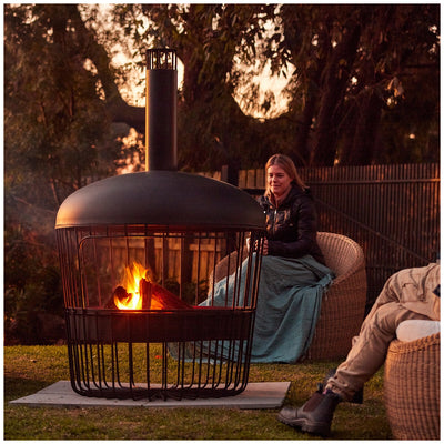 Glow Bastion Chimenea GLOW2417 Black Steel Wood Burning Stylish
