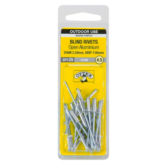Otter Open Aluminium Blind Rivets 3 2 x 7 9mm 25 Pack Lightweight Durable - Auzzistore
