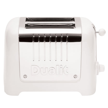 Dualit 2 Slot Lite Toaster White DU26209 with Extra Wide Slots, Bagel & Defrost Functions