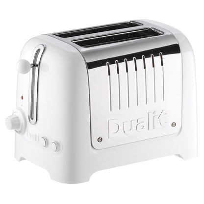 Dualit 2 Slot Lite Toaster White DU26209 with Extra Wide Slots, Bagel & Defrost Functions