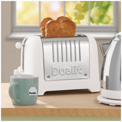 Dualit 2 Slot Lite Toaster White DU26209 with Extra Wide Slots, Bagel & Defrost Functions