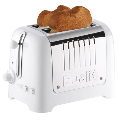 Dualit 2 Slot Lite Toaster White DU26209 with Extra Wide Slots, Bagel & Defrost Functions