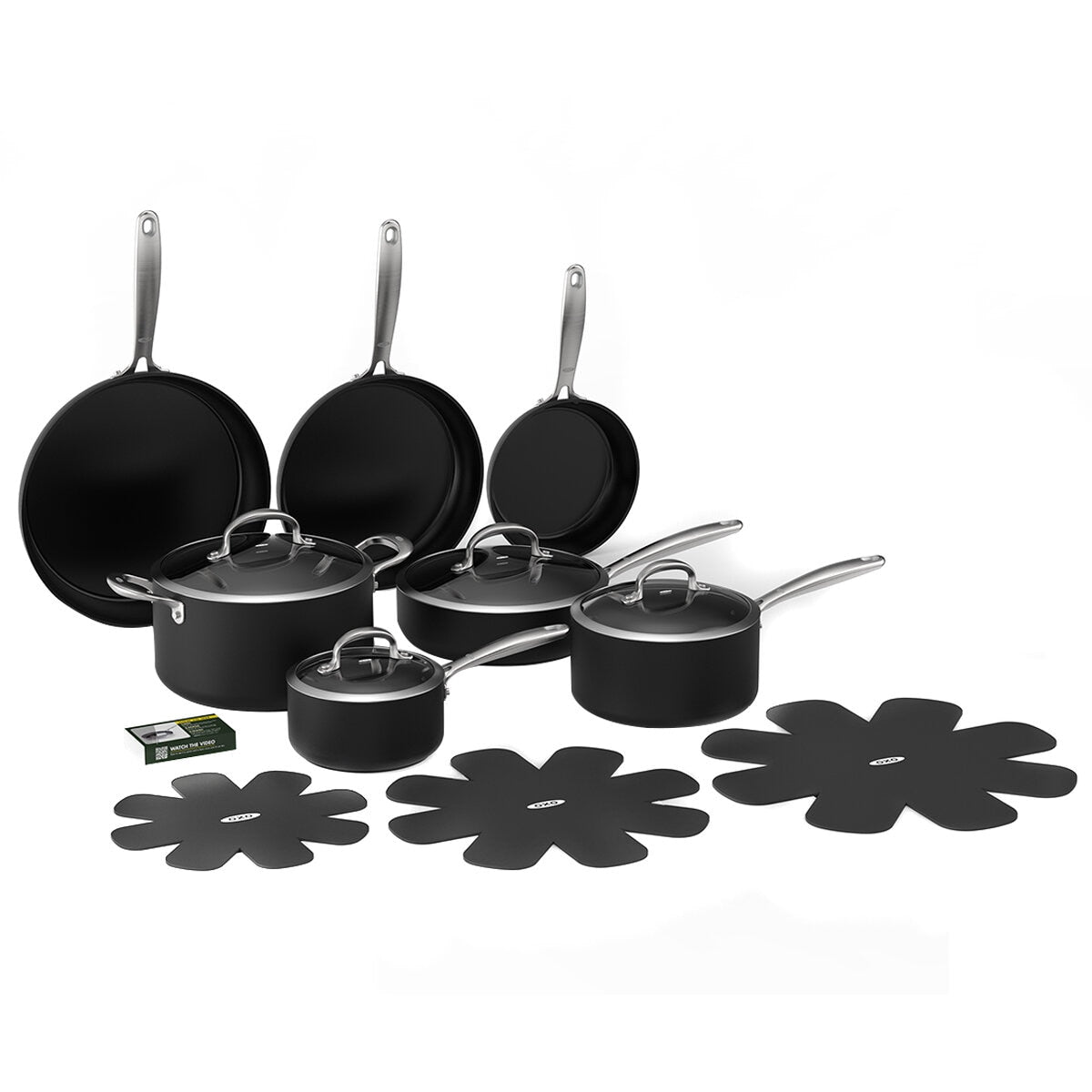 OXO Forged Hard Anodized Ceramic Non-Stick 7 Piece Set - Durable, Easy-Clean Cookware