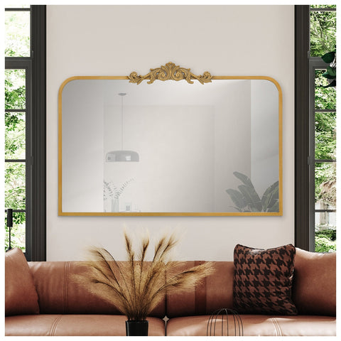 Life In Style Antique Gold Wall Mirror 960x660mm with Scroll Decoration - Auzzistore
