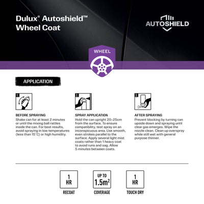 Dulux Autoshield Spray Paint 340g Silver Wheel Coat - Weather Resistant Finish