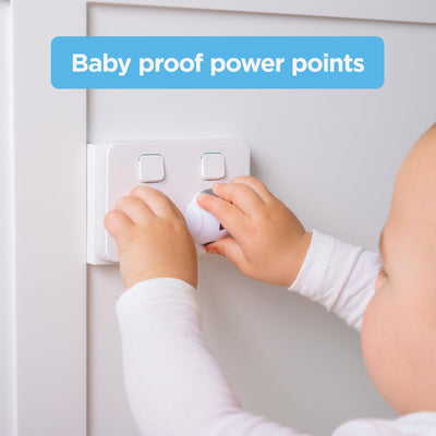 Perma Child Safety Outlet Covers 12 Pack Plastic White Grey Easy Use