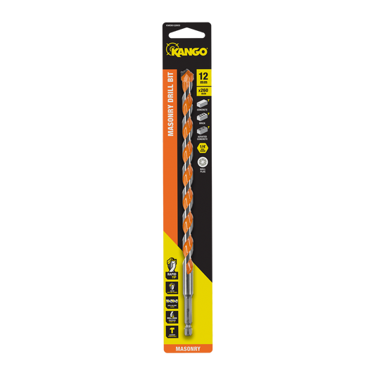 Kango 12mm x 260mm Masonry Drill Bit - Durable Carbide Rapid Tip - Auzzistore