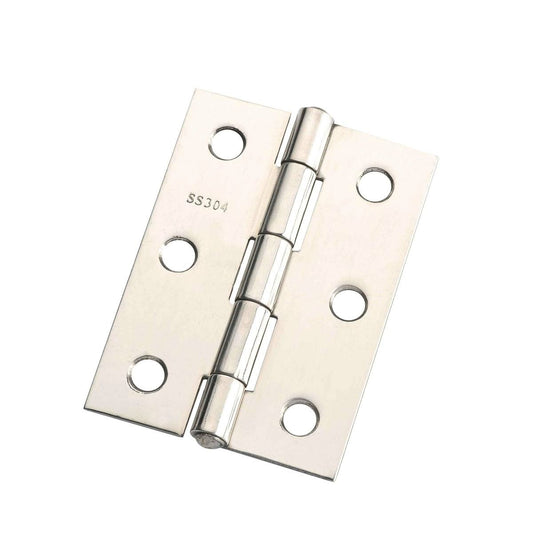 Lane Fixed Pin Butt Hinge - 70mm Polished Stainless Steel - Security