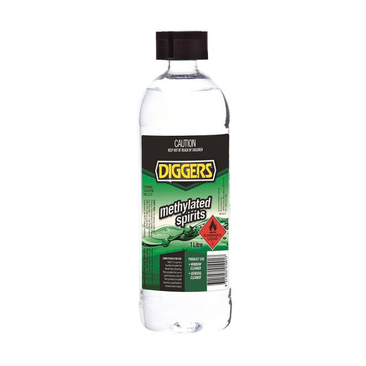 Diggers Methylated Spirits - 1L - Clear - Heavy-Duty Cleaner & Stain Remover