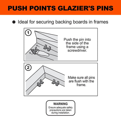 Everhang Push Point Glazier Picture Framing Pin 50 Pack Zinc Plated Durable
