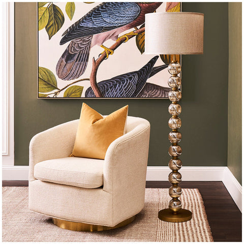 Cafe Lighting and Living Evie Floor Lamp Mercury Glass And Brass Gold Shade