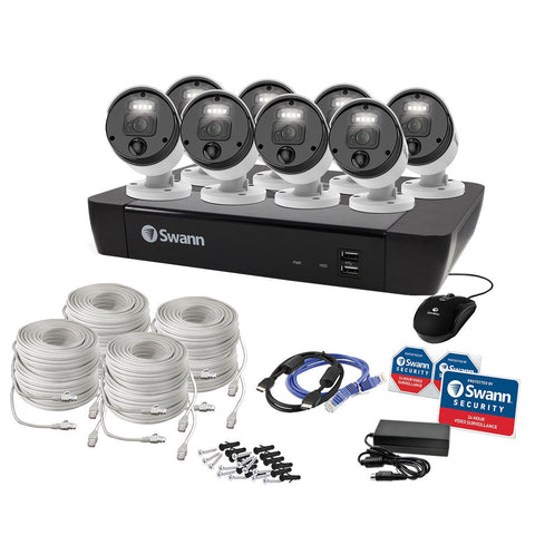 Swann NVR 8 Cameras Security 4K Monitoring 2TB 5MP SWNVK-876808-AU - Colour Night Vision, Motion Detection, Smartphone Integration - Auzzistore