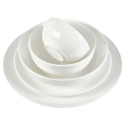 Mikasa Kyler 20 Piece Dinnerware Set | Chip Resistant Bone China | Embossed Ridge Pattern | Microwave & Dishwasher Safe