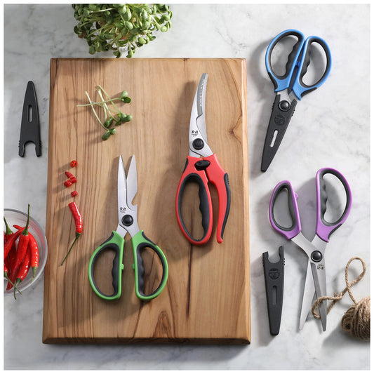 Cangshan Heavy Duty Shears Set With Blade Guards 4 Piece - Ultra Sharp Stainless Steel Blades, Ergonomic Handles - Auzzistore