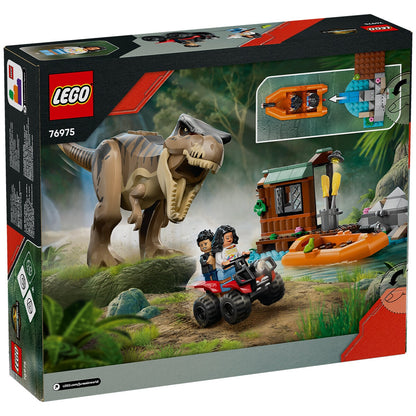 LEGO Jurassic World T. Rex River Escape 76975 Dinosaur Toy Set with Shed, Boat Launcher, and ATV - 199 Pieces